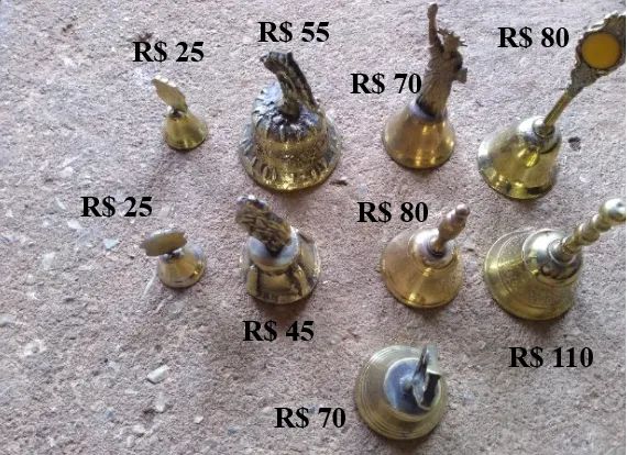 Sinos Antigos de Metal Amarelo