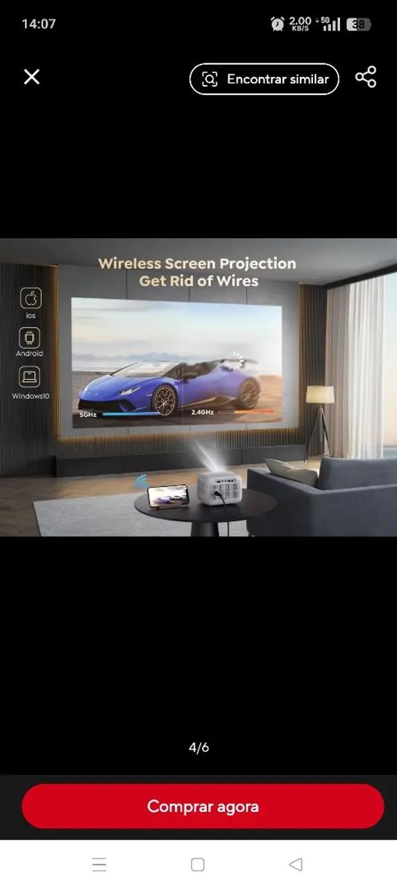 YABER L1 1080P Projetor mini projetor portátil com WiFi 5.0 Bluetooth - Foto 4