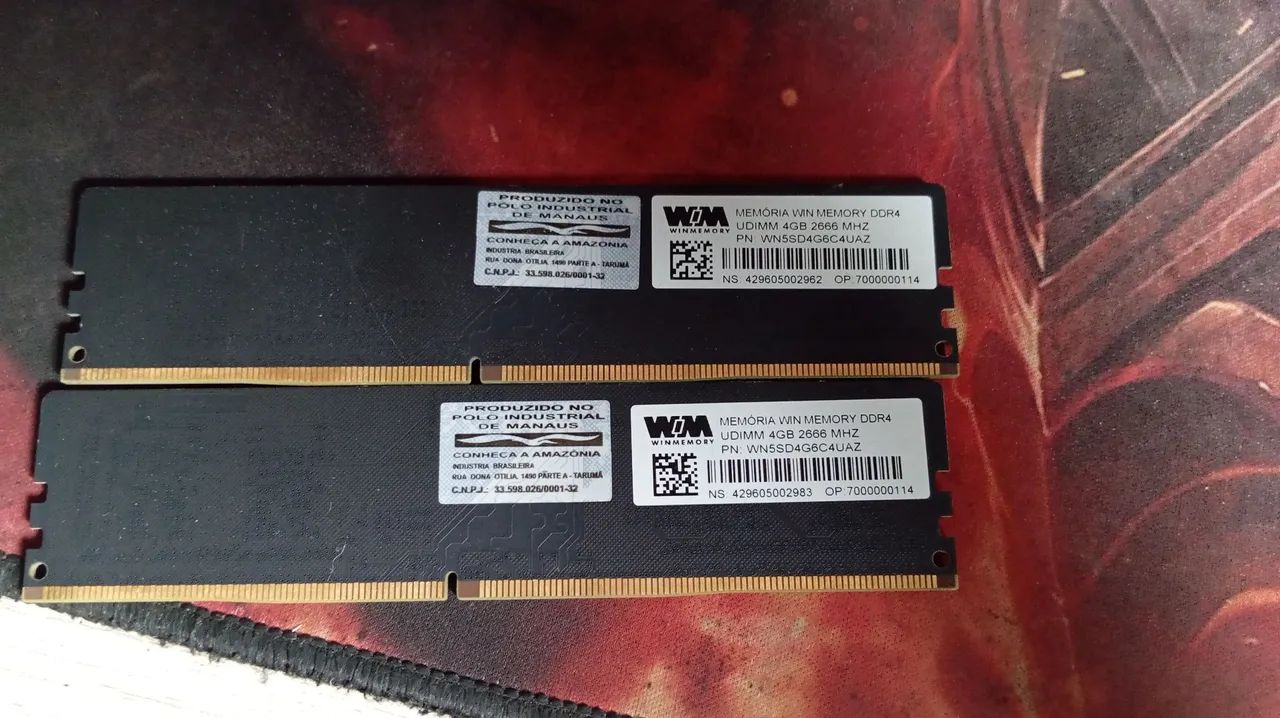 2x memórias ram 4gb