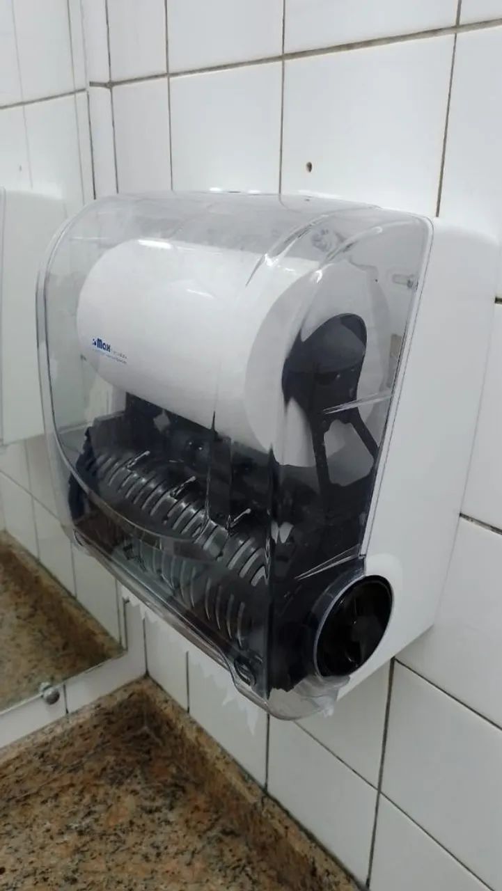 Toalheiro Dispensador Papel Toalha Bobina 200m Auto Corte Transparente Super Promoção  - Foto 5