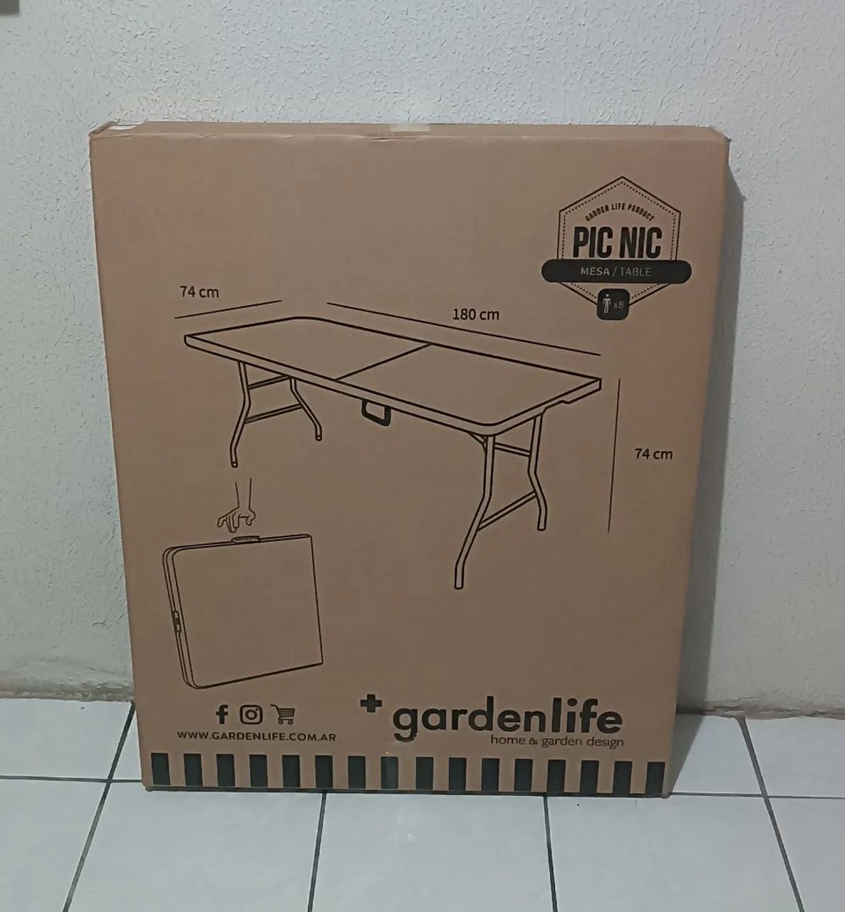Mesa dobrável 180x74cm nova 