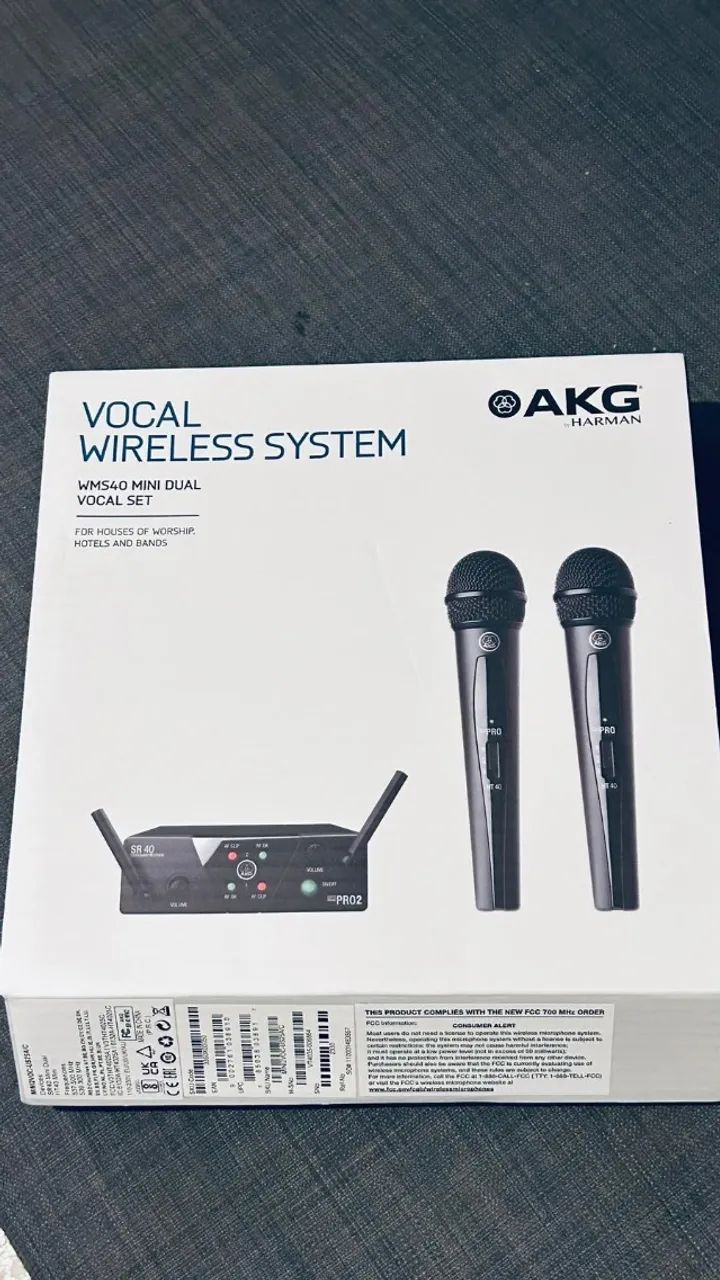 AKG Pro Audio WMS40 Mini2 Conjunto vocal BD US45A/C EU/US/UK Sistema de microfone sem fio