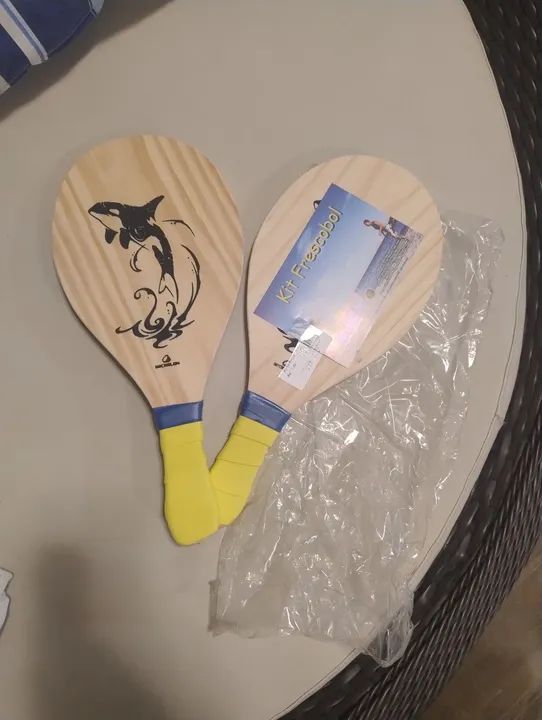 Kit Frescobol - Raquetes de Madeira - Novo
