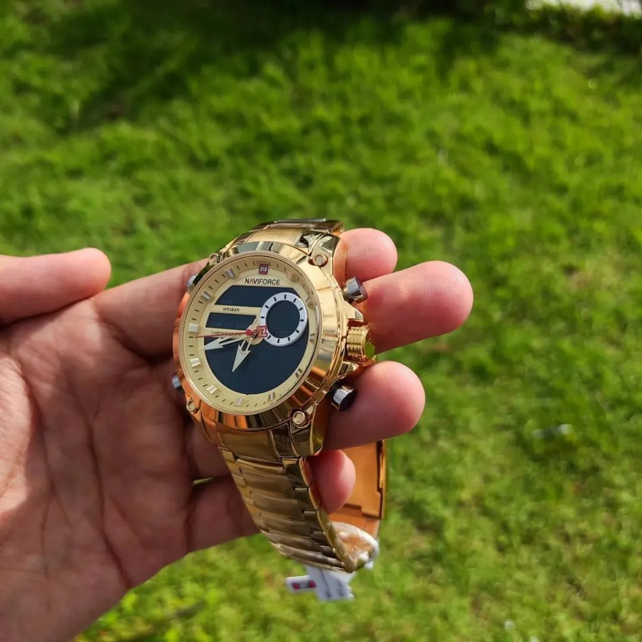 Relógio Masculino Naviforce Dourado Analógico Digital - Foto 2