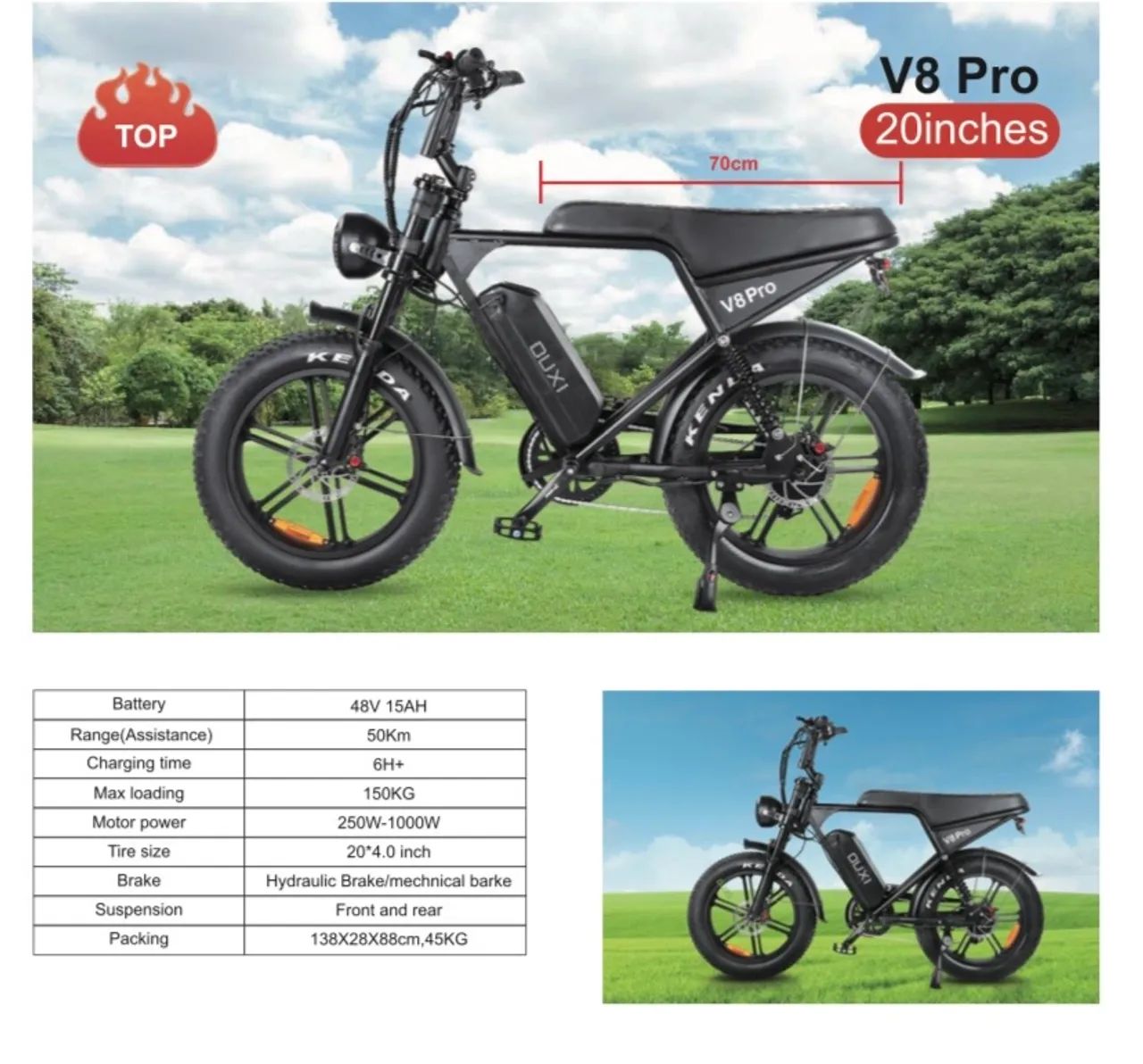Bicicleta Elétrica V8 Pro NOVA