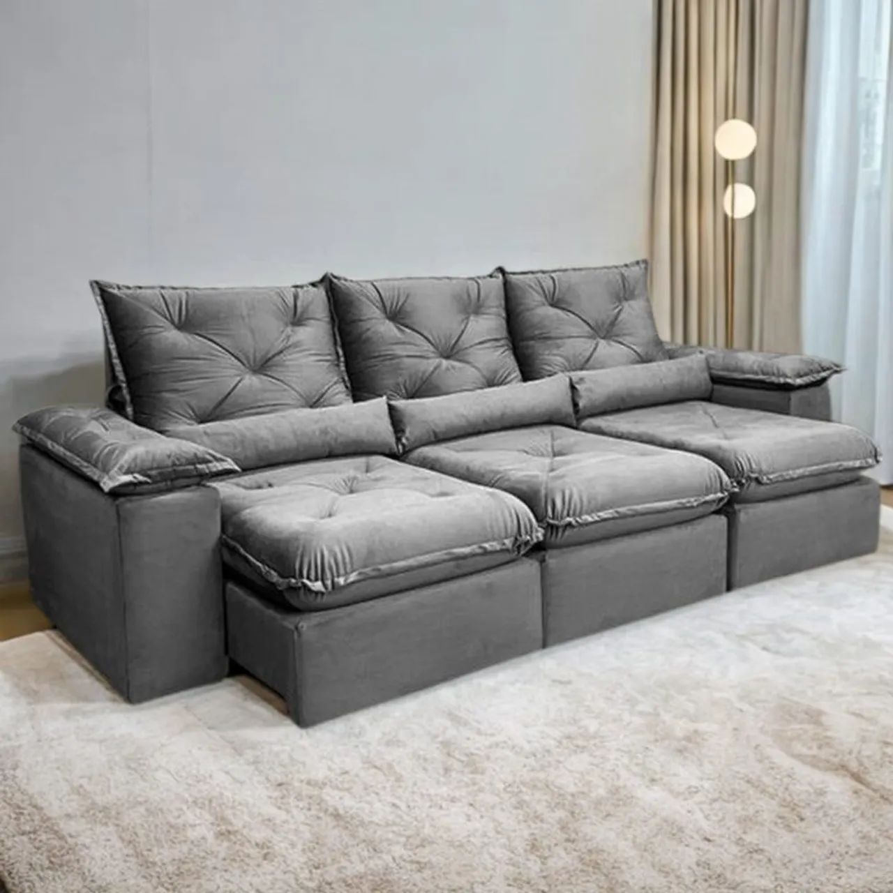 Sofá Retrátil e Reclinável 2,70m Paris Super Oferta tt876 - Foto 4