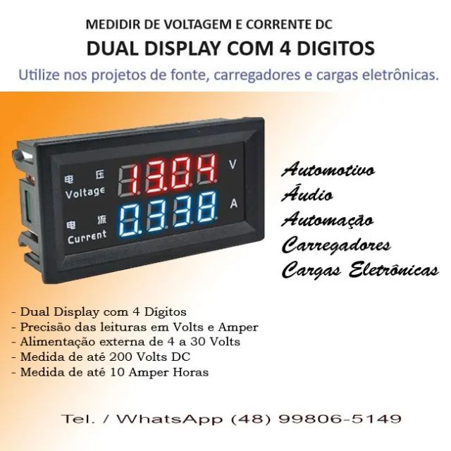 Voltímetro e Amperímetro 0-200V até 10A