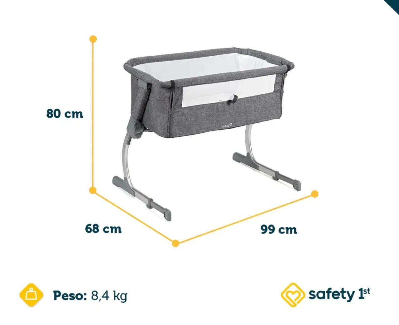 BERÇO PORTÁTIL SAFETY 1ST SIDE BY SIDE GREY  - Foto 2
