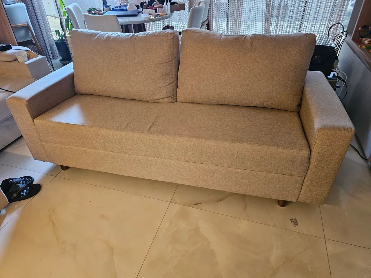 Sofá 3 lugares 200cm Bluma em Linho Castor - Sorelle 