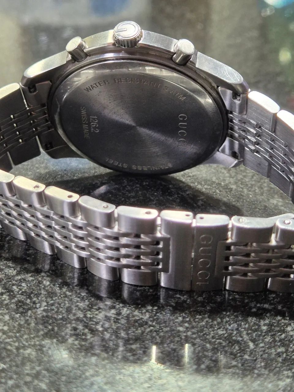 Relógio Gucci cronógrafo suíço G-timeless original - aço inox