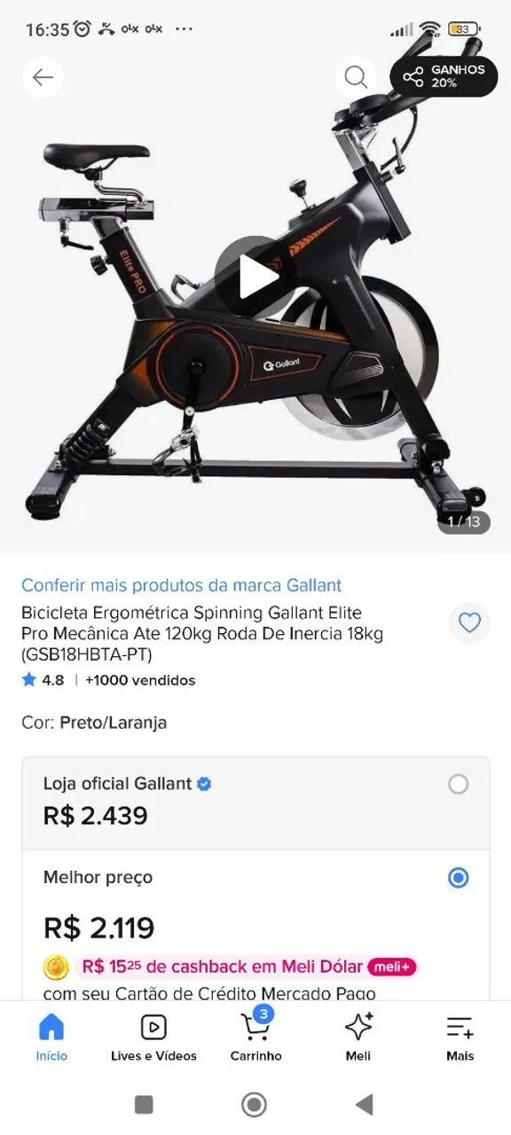 Bicicleta Spinning Elite Pro Gallant - Foto 2