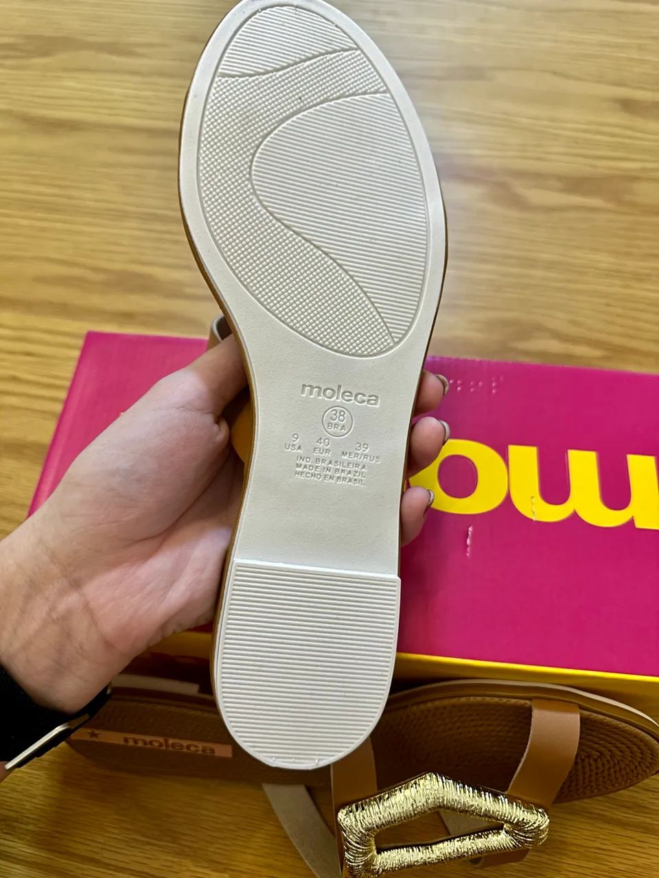Rasteirinha Moleca Nude com Fivela Dourada - Nunca usada! - Foto 4