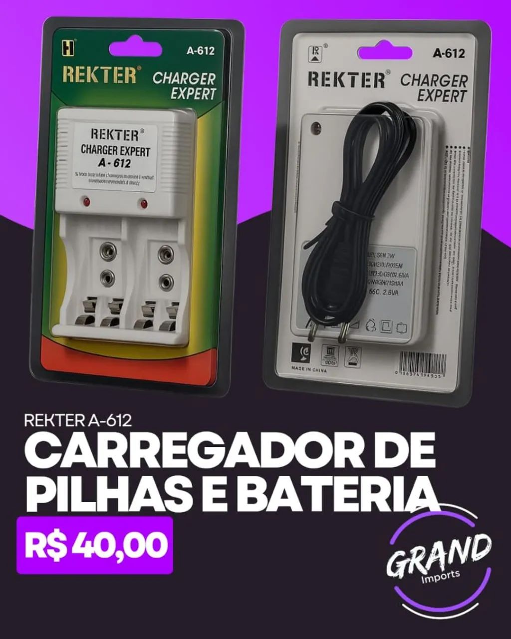 Recarregador de pilhas e baterias