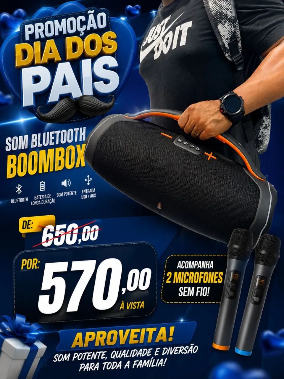 SOM BLUETOOTH BOOMBOX 300W GRANDE  - Foto 2