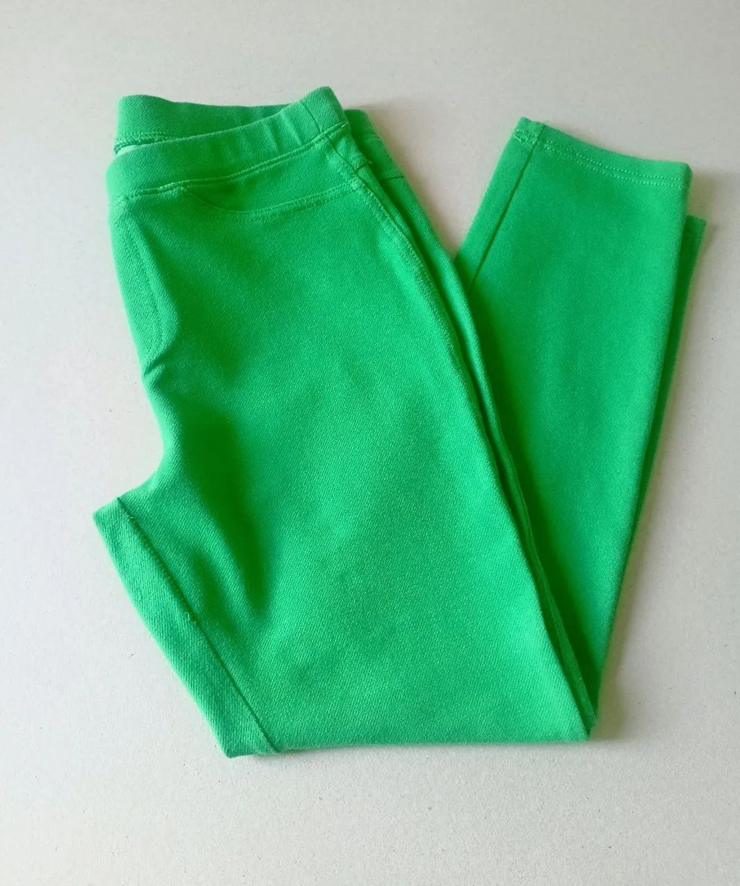 Calças legging feminina cores amarela e verde, tecido malha algodão e coton - Foto 3