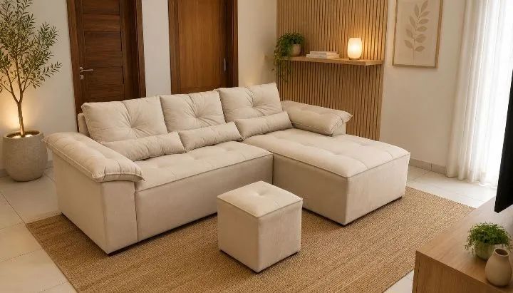 Sofá Ipanema 1,90m, com puff pronta entrega, contato (98)9  *  - Foto 3
