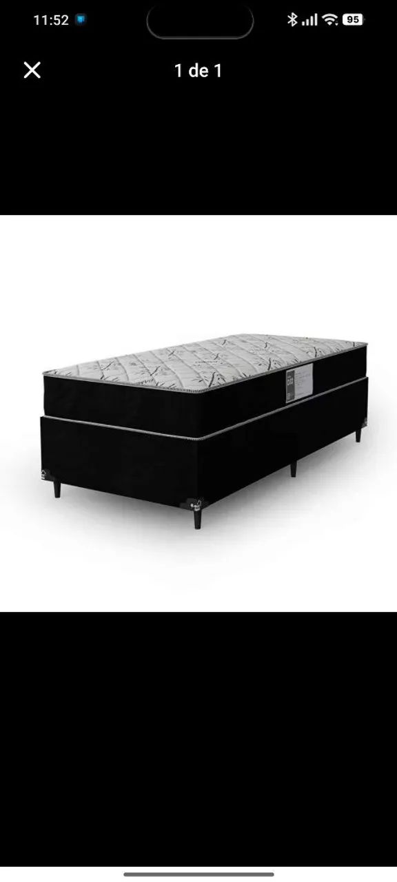 Cama Box Solteiro + Colchão D33 One Face - Suede Preto usado