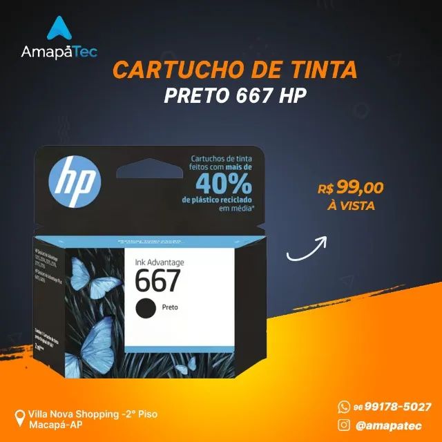 Cartucho de Tinta HP 667 Preto