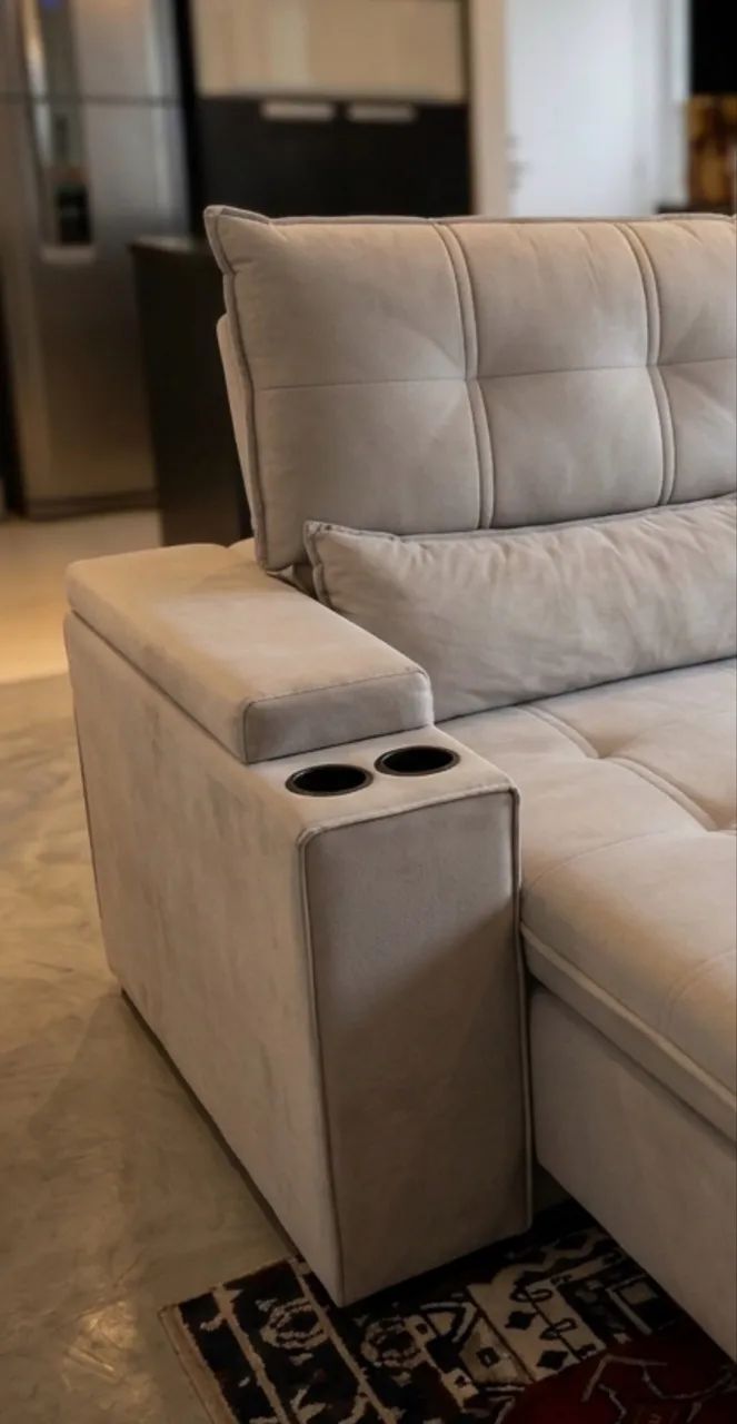 Sofá Retrátil e Reclinável com 3 lugares e com Porta Copos - 2 Módulos - Foto 3