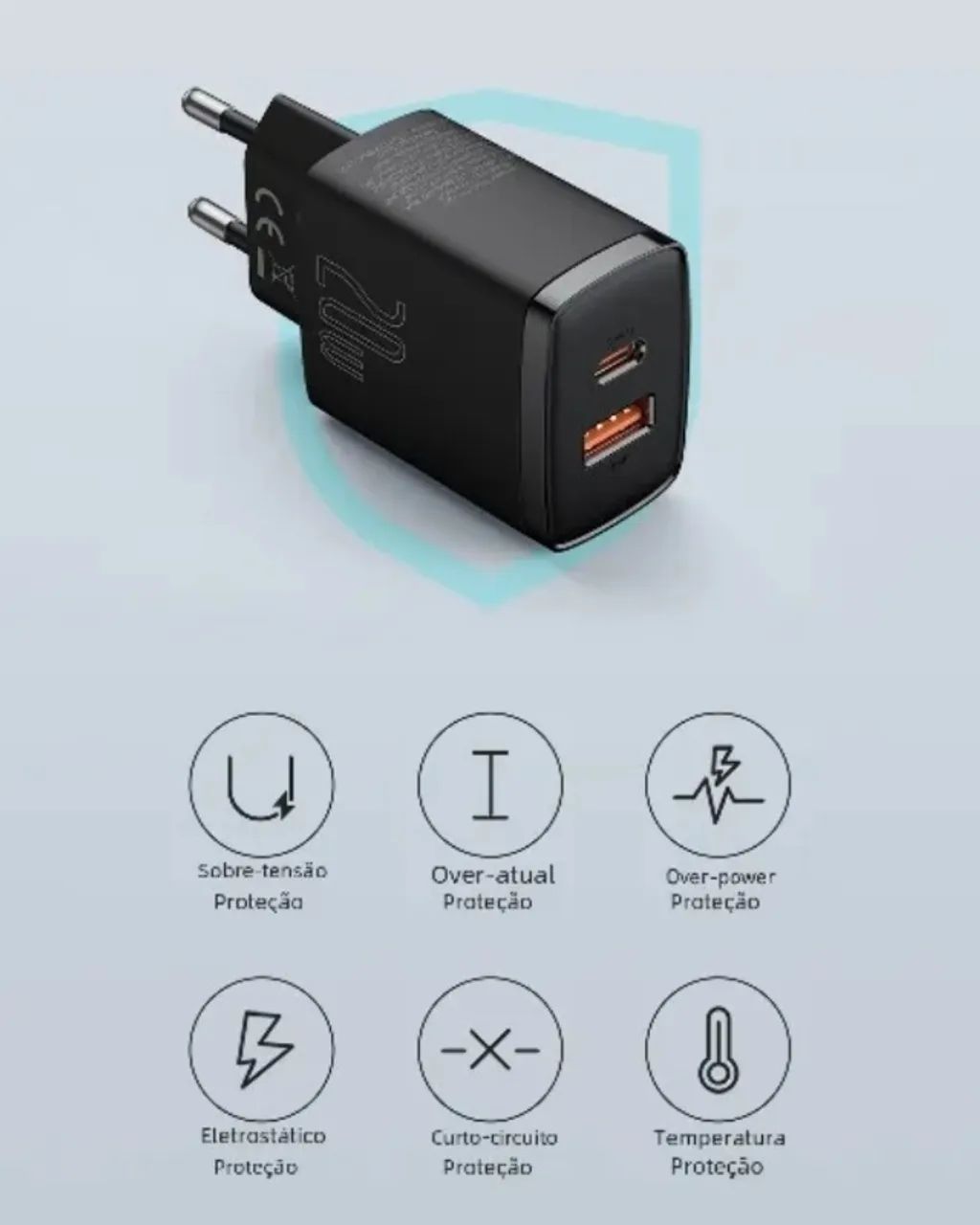 Fonte Tipo-C, 30w, Baseus, 30w Turbo, Lacrada. - Foto 2