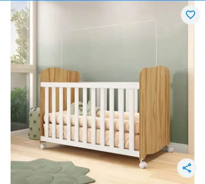 Berço Americano  MDF Uli Móveis Peroba - Branco/Amêndoa 