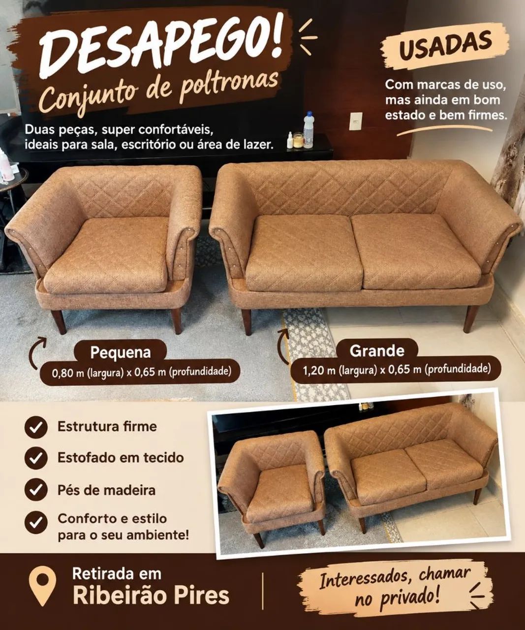 Sofá 1 e 2 lugares 