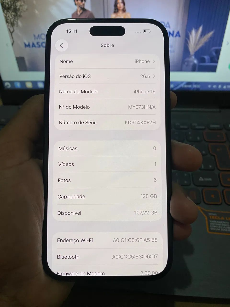 iPhone 16 Preto 128GB ? Seminovo - Foto 5