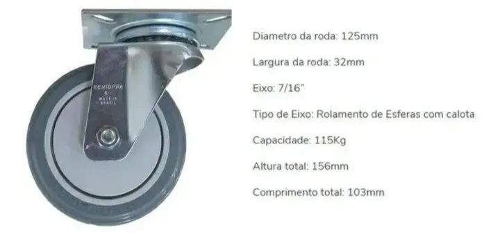 Rodizio Schioppa com placa 5 polegadas 115kg - Foto 2