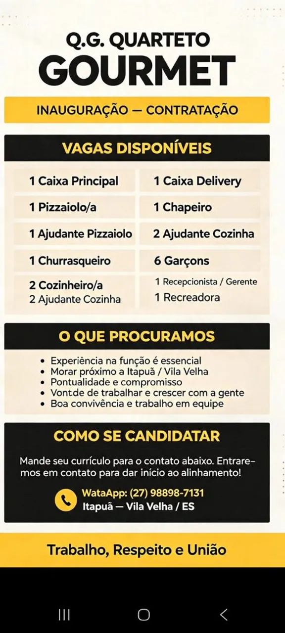 Vagas de emprego.