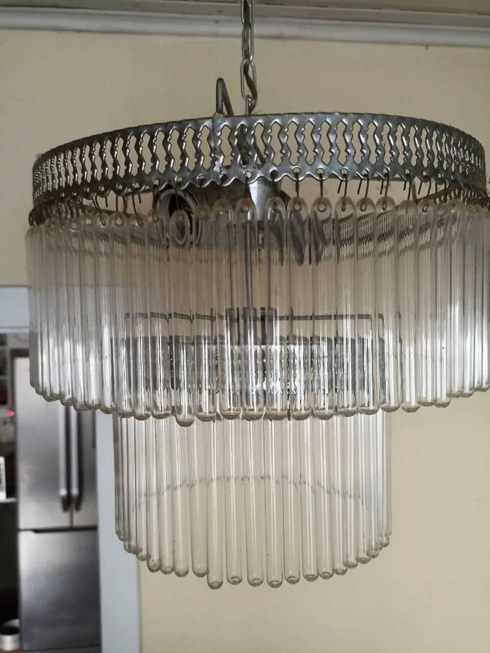 Lustre 3 lâmpadas com pingentes de vidro - Foto 2