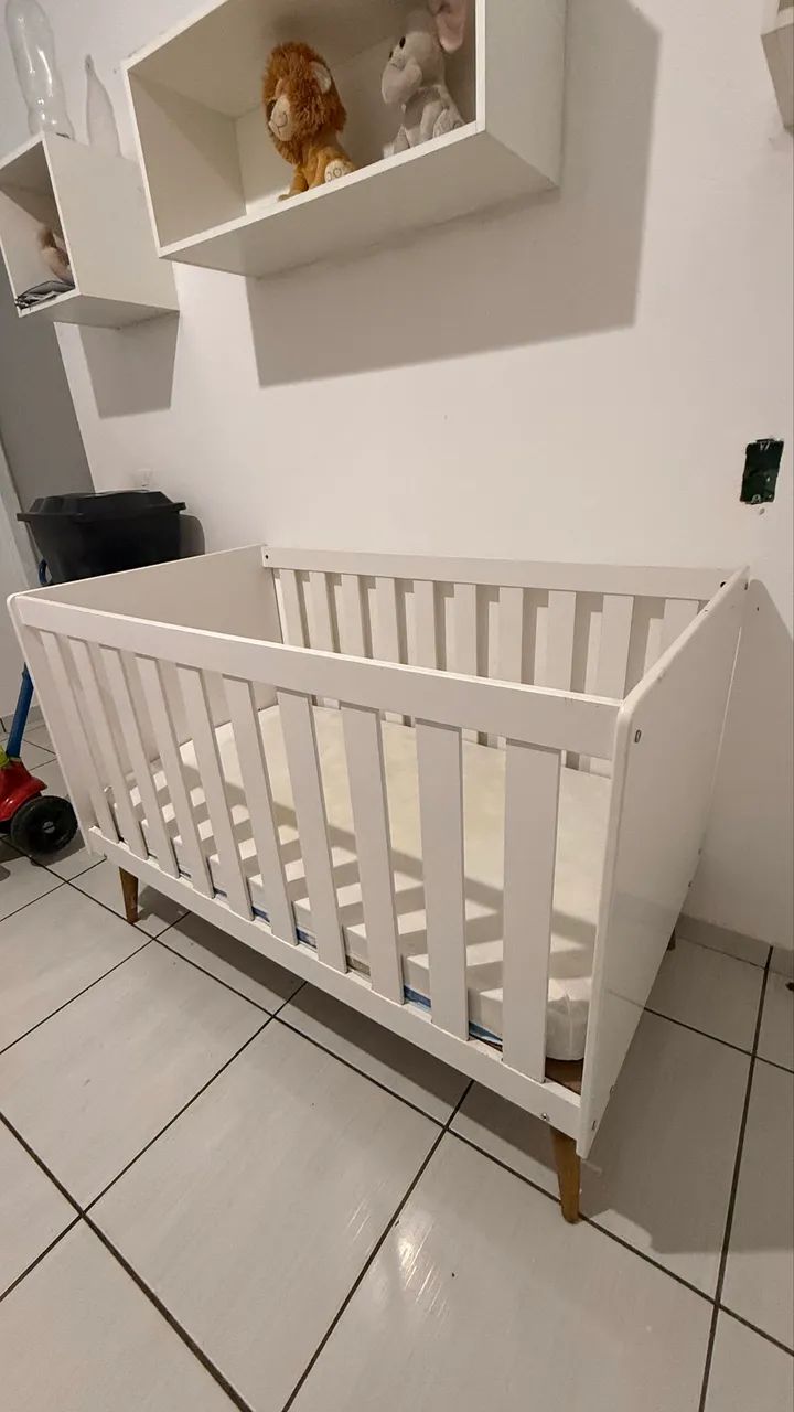 Berço 2 em 1 MDF com colchão