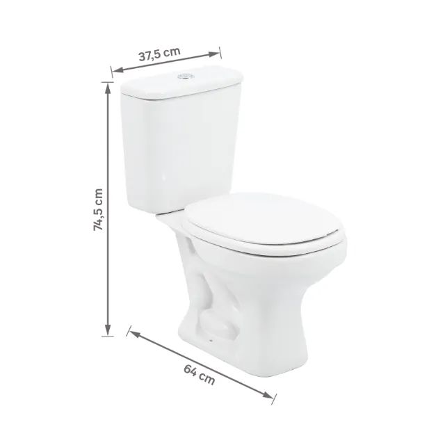 Kit Vaso Sanitário com Caixa Acoplada e Assento Branco Duplo Acionamento 3/6L  - Foto 4