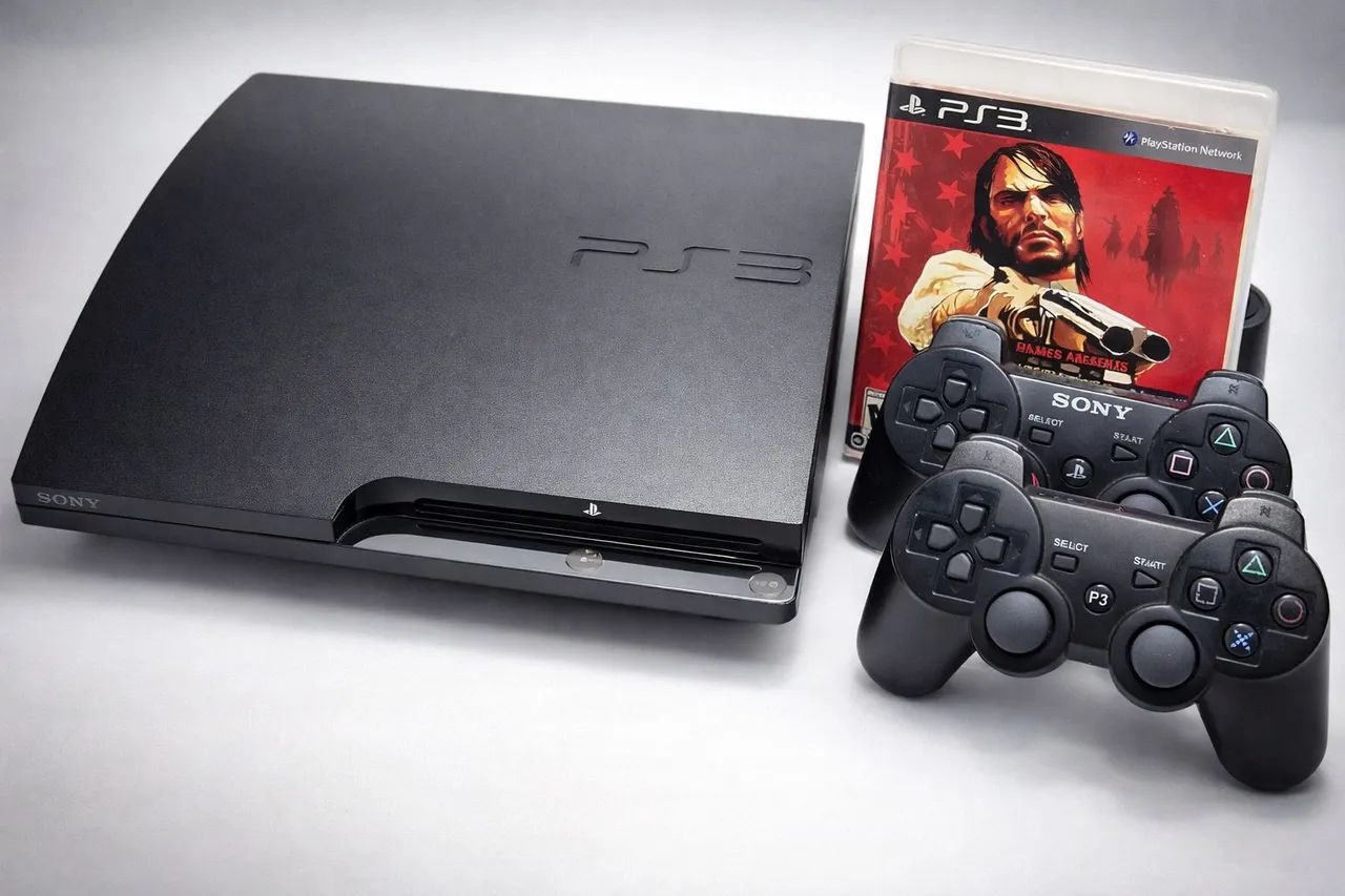 PS3 Slim Desbloqueado CFW + SSD 480GB + Jogos + 2 Controles