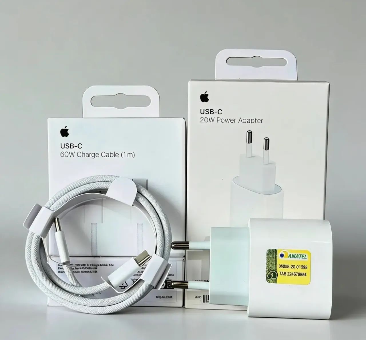 Kit carregador apple usb-c 20w e cabo 60w 1m