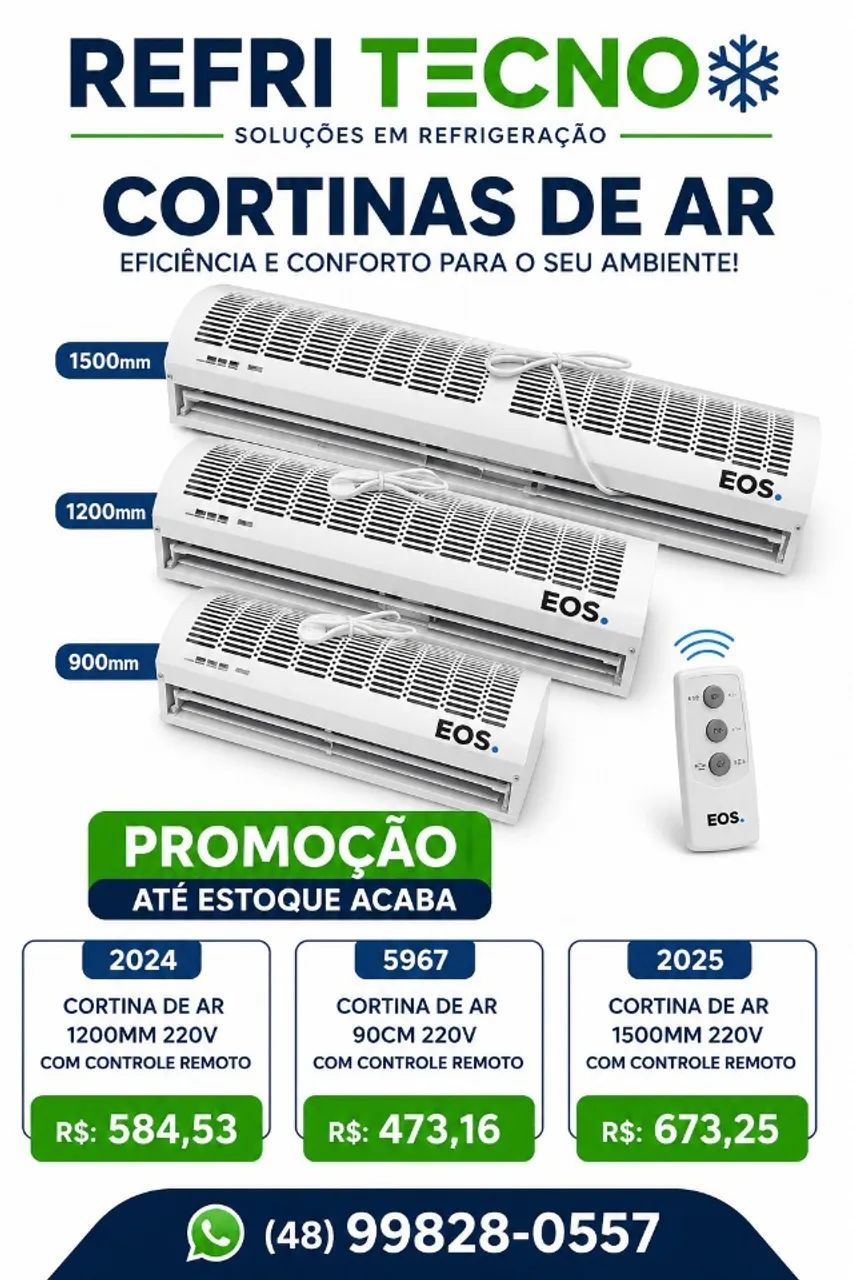 CORTINA DE AR - 90CM, 1,20 E 1,50M 