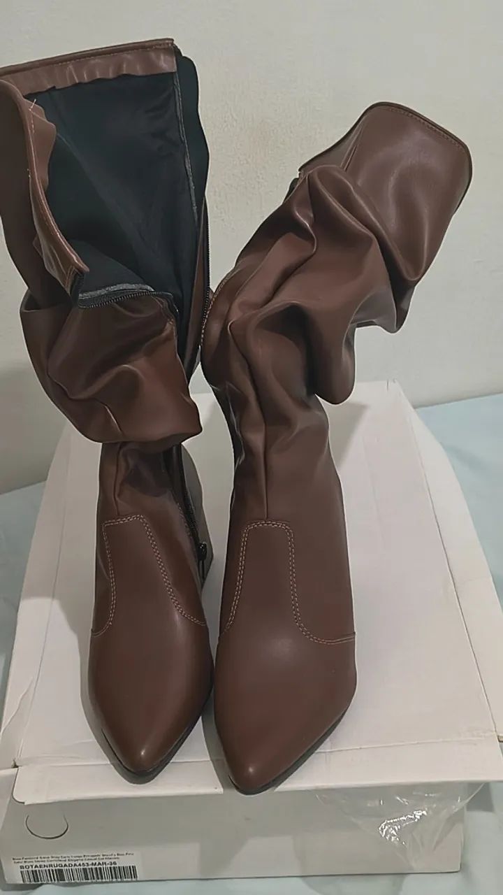 Bota slouchy marrom 36 - Foto 2