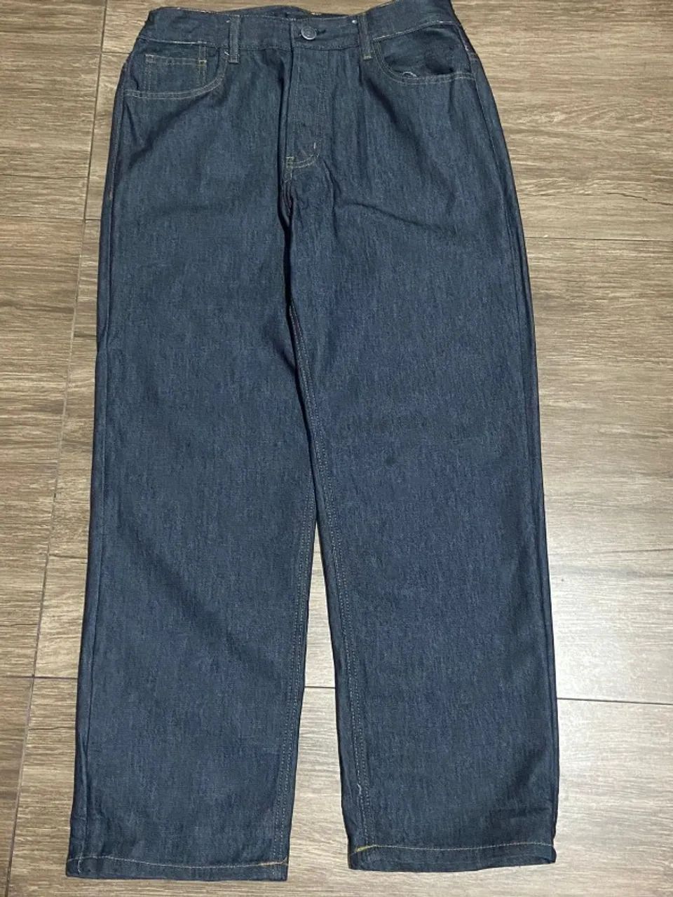 calça jeans baggy raw denim