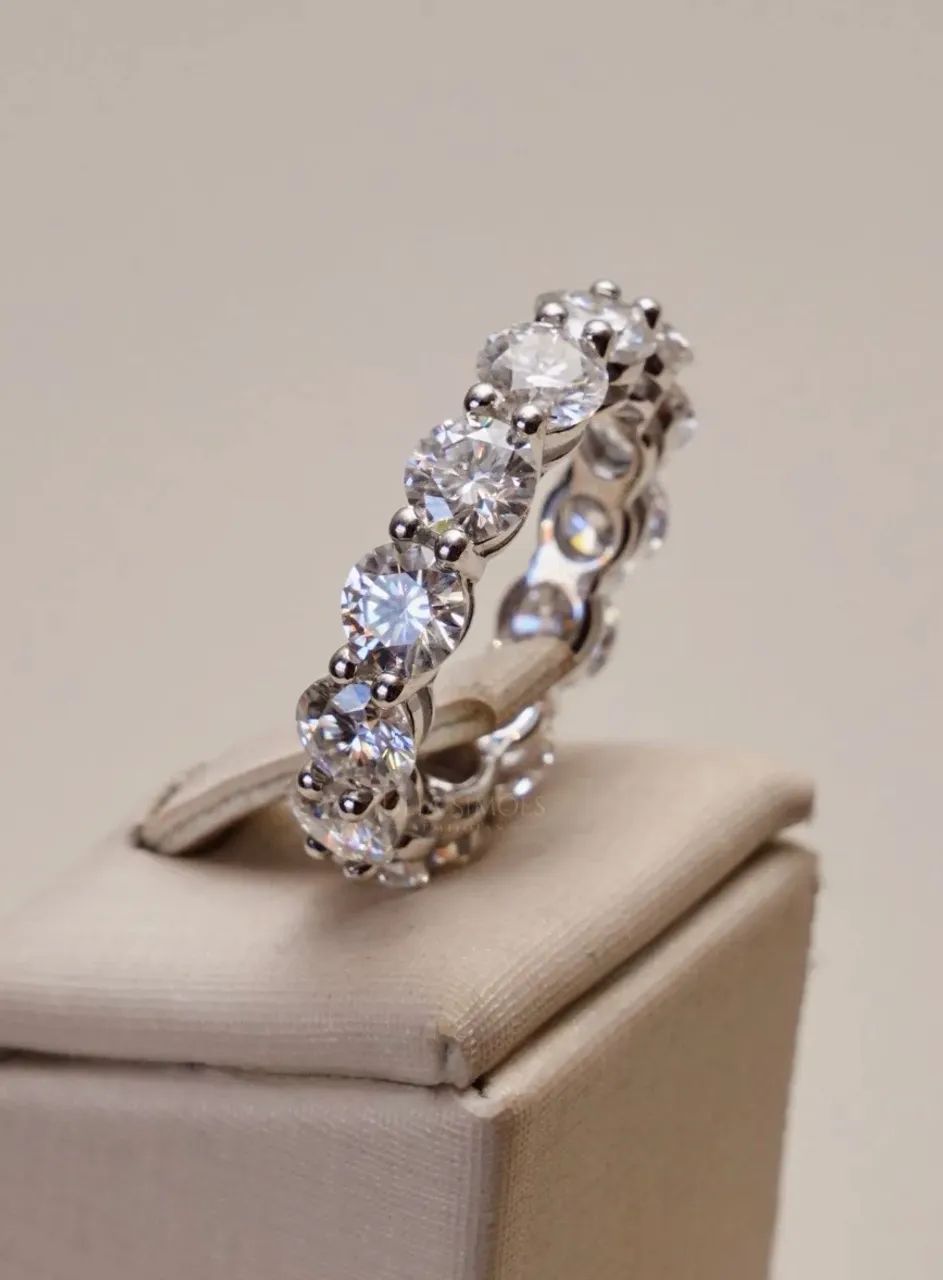 Aliança Inteira de Moissanite 0,5CT (5mm) Prata925 - Foto 2