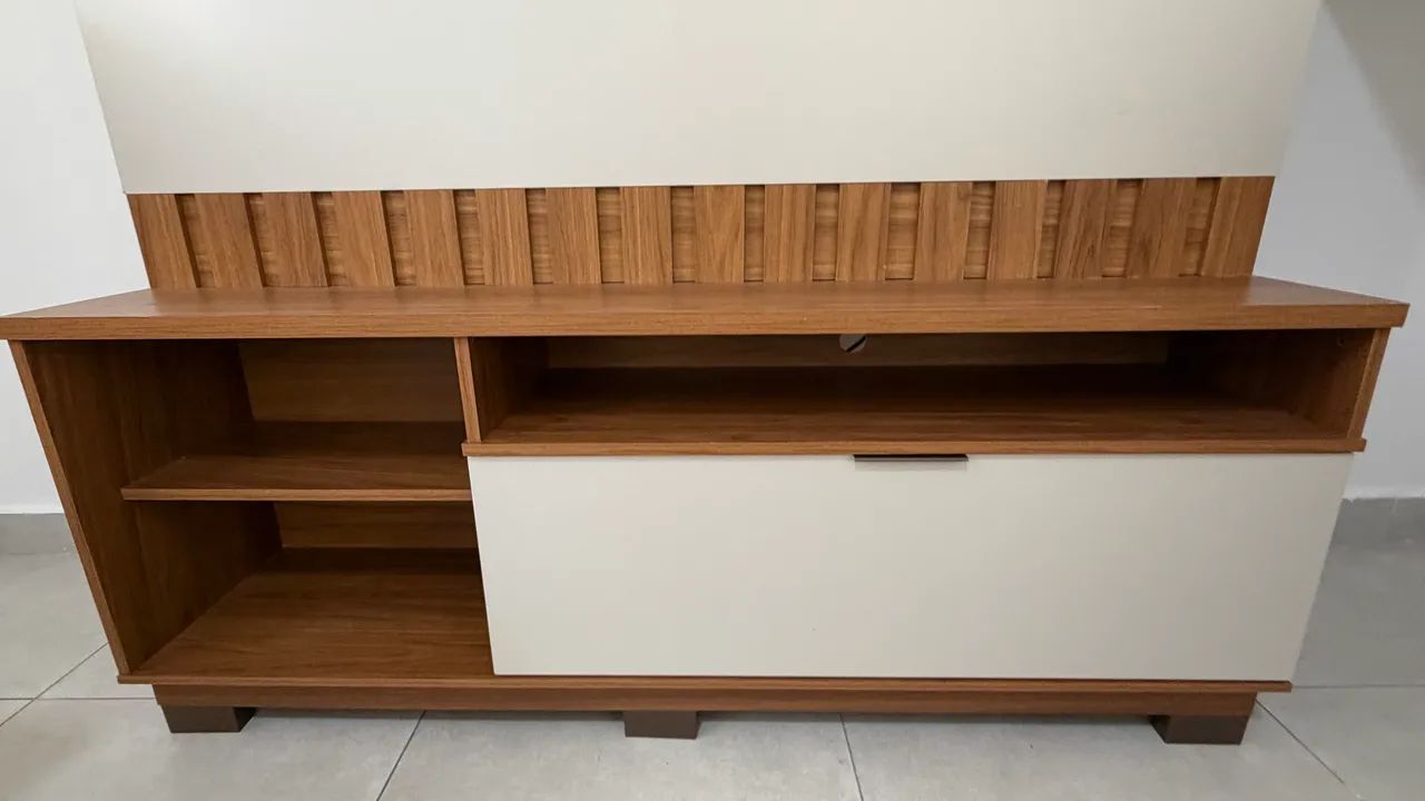 Rack para TV até 55? | Madeira e Off-White | Excelente Estado - Foto 4