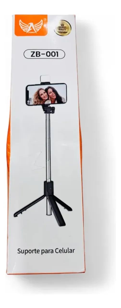 Bastão De Self Tripé Zb001 Para Selfies C/ Controle Preto Bluetooth - Foto 3