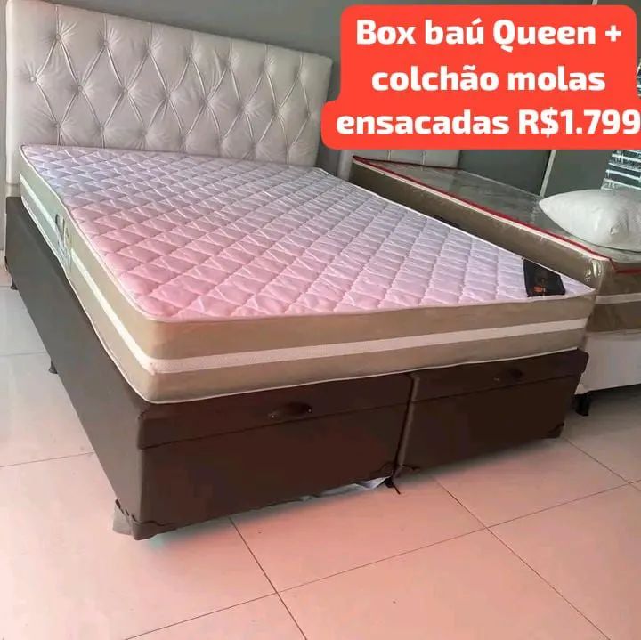 Baú Queen+ colchão molas ensacadas!!