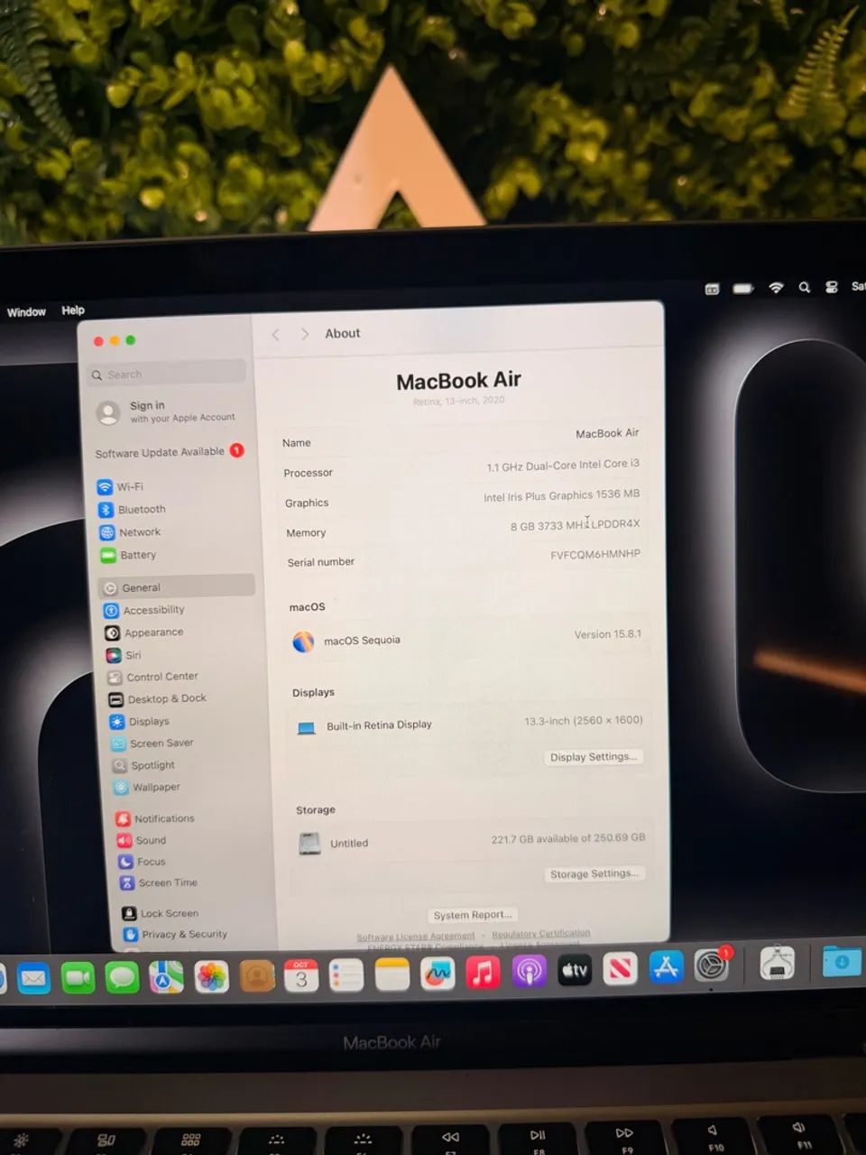 MACBOOK AIR 2020 i3 8GB 256GB SSD RETINA | NF + GARANTIA