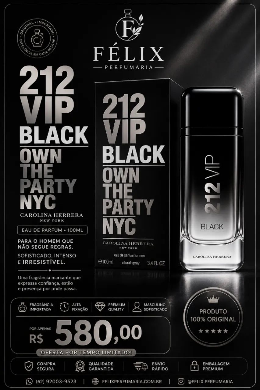 Perfume Carolina Herrera 212 VIP Black 100ml Original