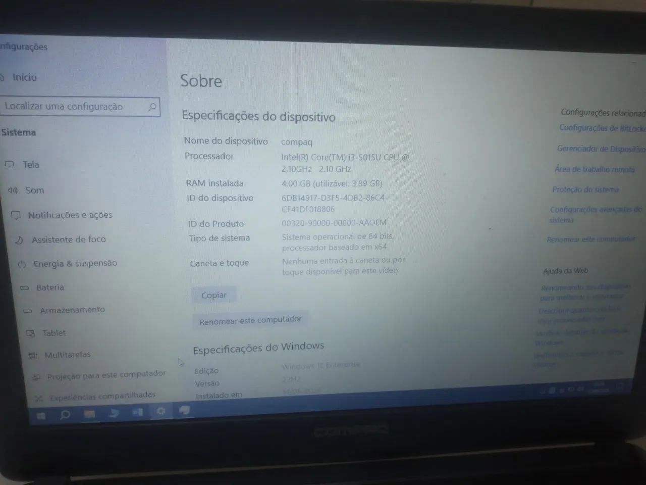 Notebook Compaq I3 5° geração - Aceito cartão e aceito olx pay - Foto 3
