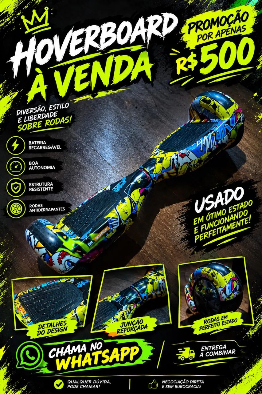 ? Hoverboard Grafite Usado - Funcionando Perfeitamente | Promoção R$ 500
