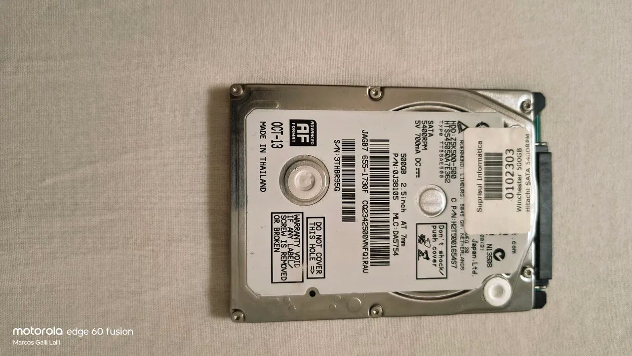 Hd 500 gb hitach notebook 