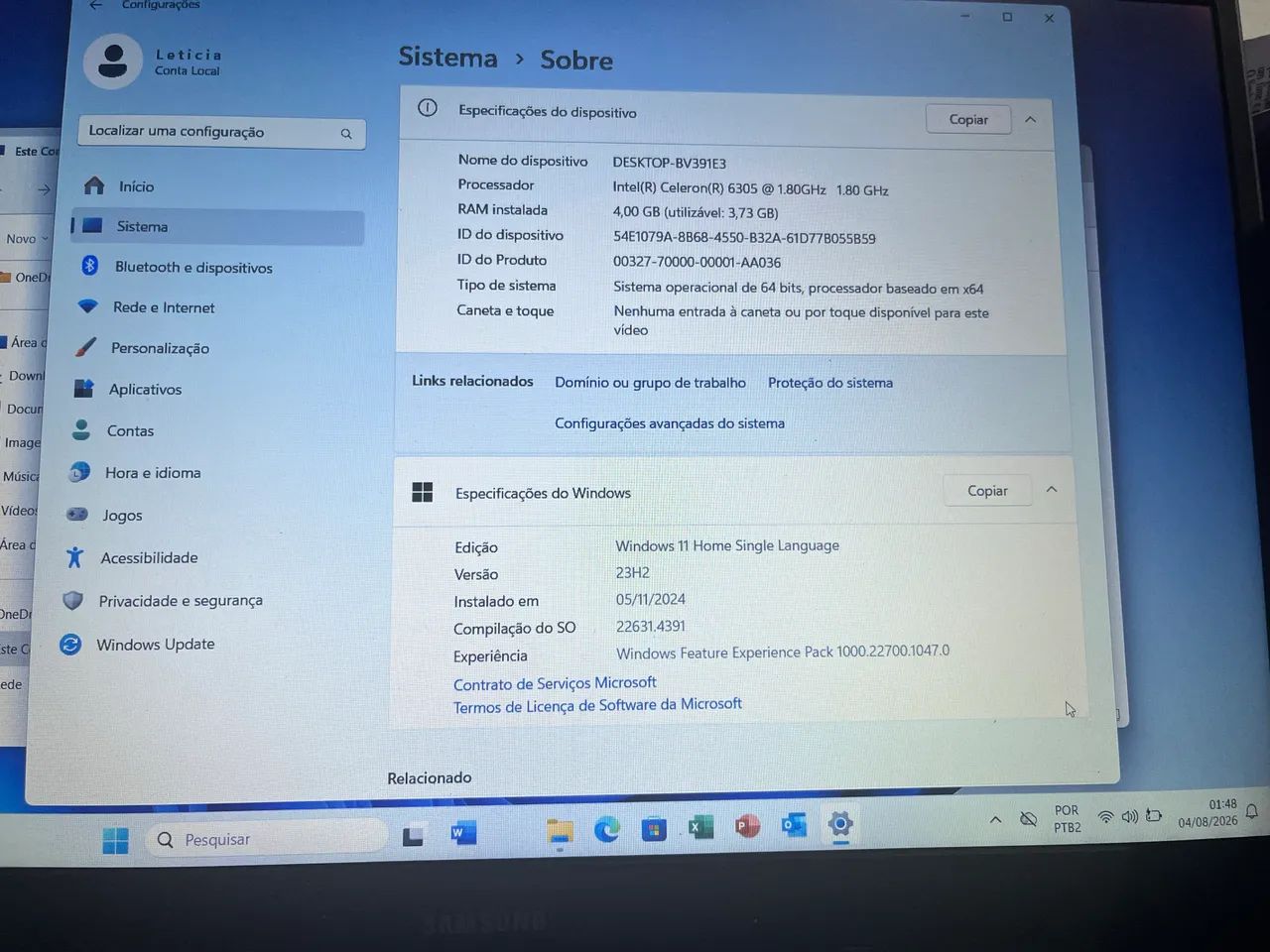 Notebook Samsung 
