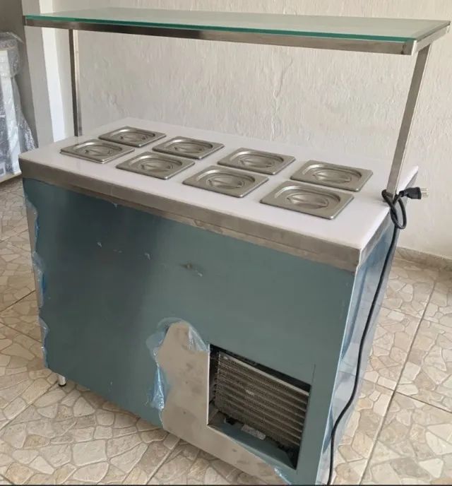 Balcao Codimentador INOX 110x50x130 Cubas Geladas - Foto 2