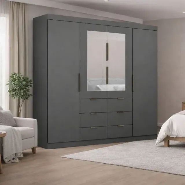 Guarda Roupas com 4 Portas e 6 Gavetas Bahrein  - Foto 2