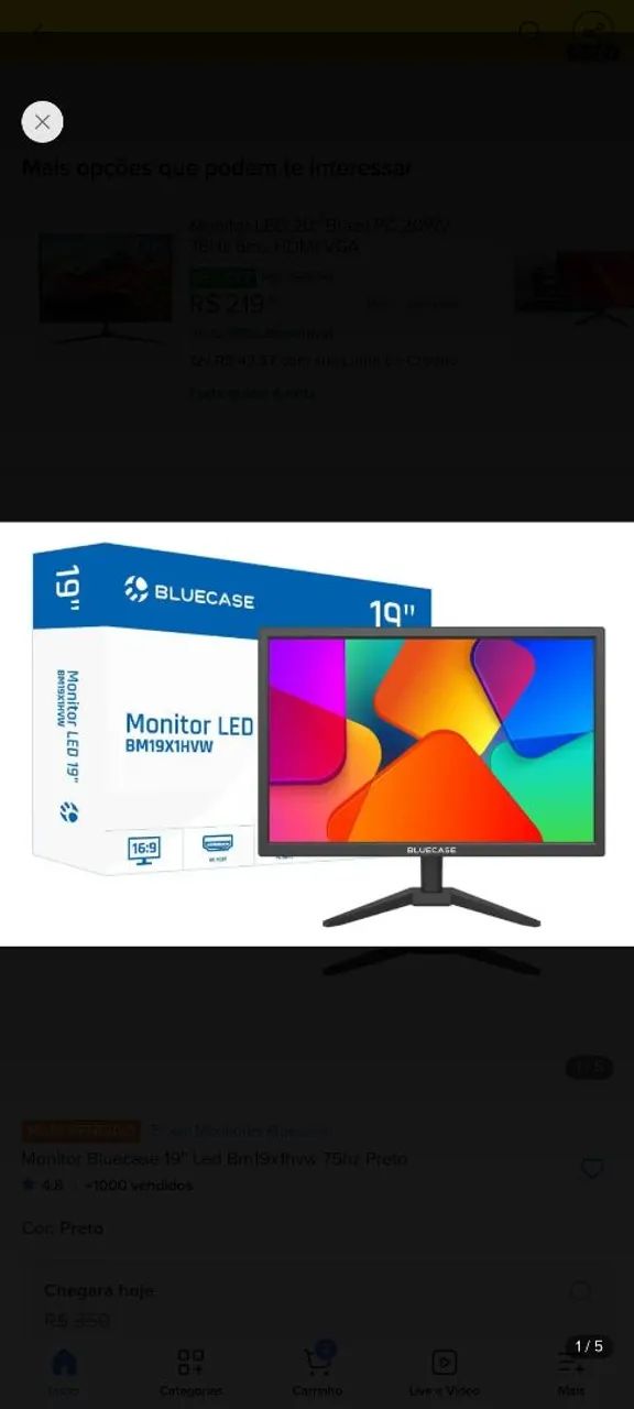 Vendo Monitor Bluecase 19Polegadas 